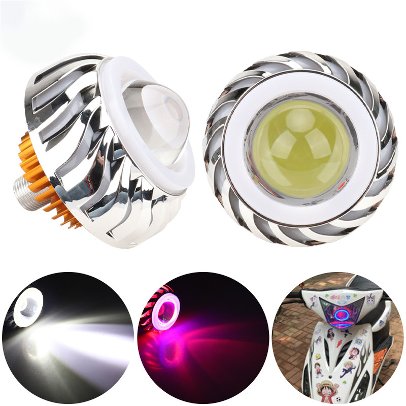 Universal Motorcycle Led Headlight Projector - 1 stuk motorfiets koplamp dubbele halo