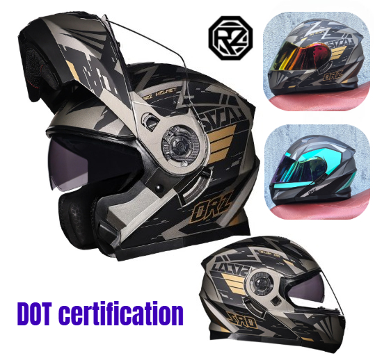 Modular Flip Up Motorcycle Helmet Dot Approved - Orz Volledige Gezicht Dual Vizier Motorhelm
